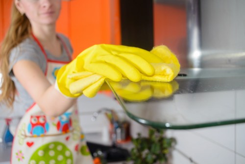 Staff member using personal protective equipment during work